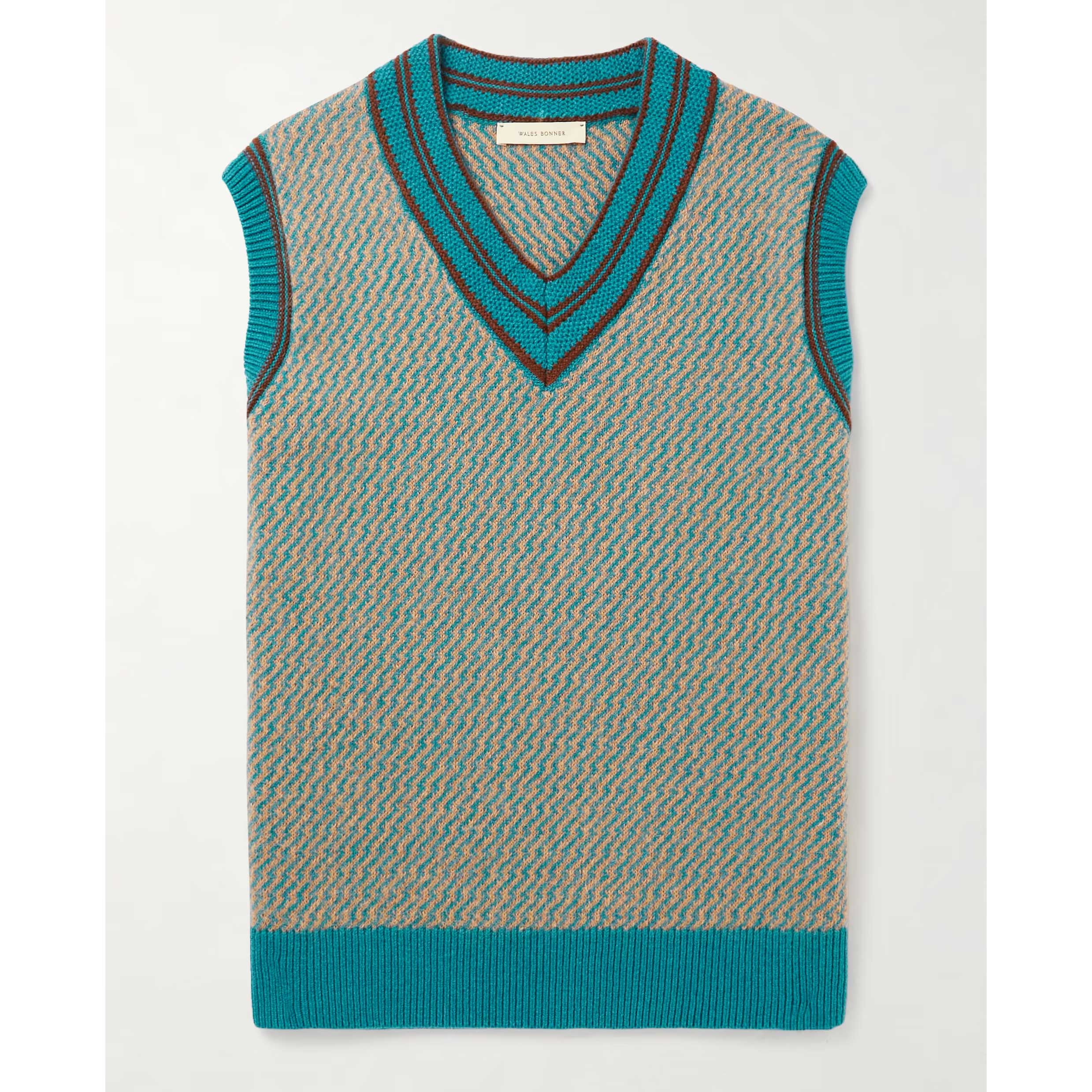 WALES BONNER Chorus Cashmere-Blend Jacquard Sweater Vest