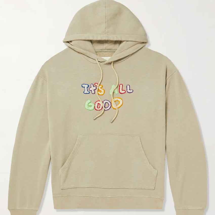 Embroidered Cotton-Jersey Hoodie
